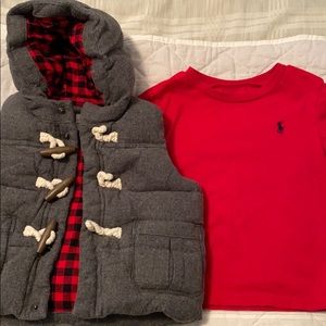 Baby gap puffer vest and L/S Ralph Lauren shirt